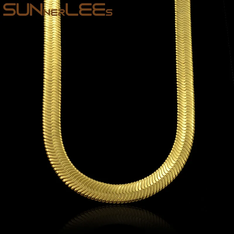 SUNNERLEES модные ювелирные изделия золотого цвета ожерелье 10 мм змеиная цепочка в