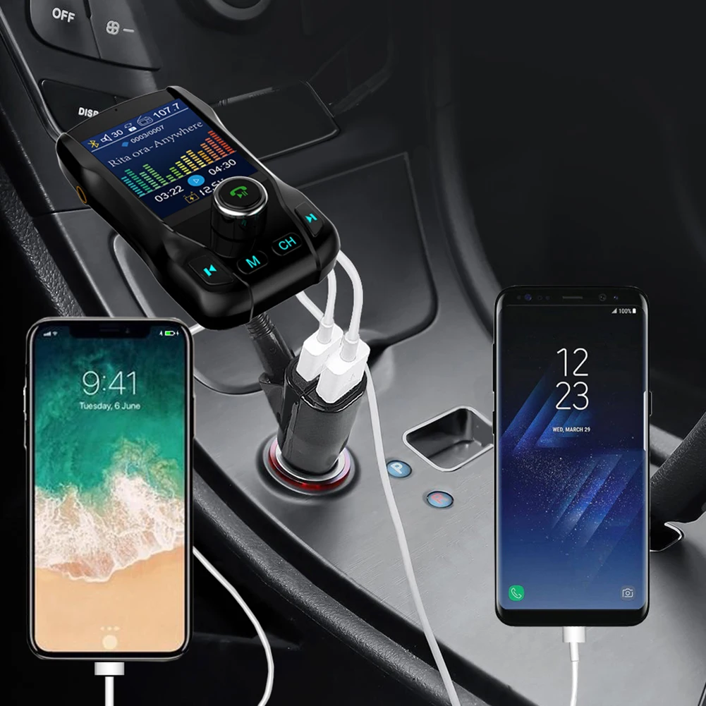 Автомобильный беспроводной FM передатчик Bluetooth 3 0 вращающийся на 360 градусов MP3