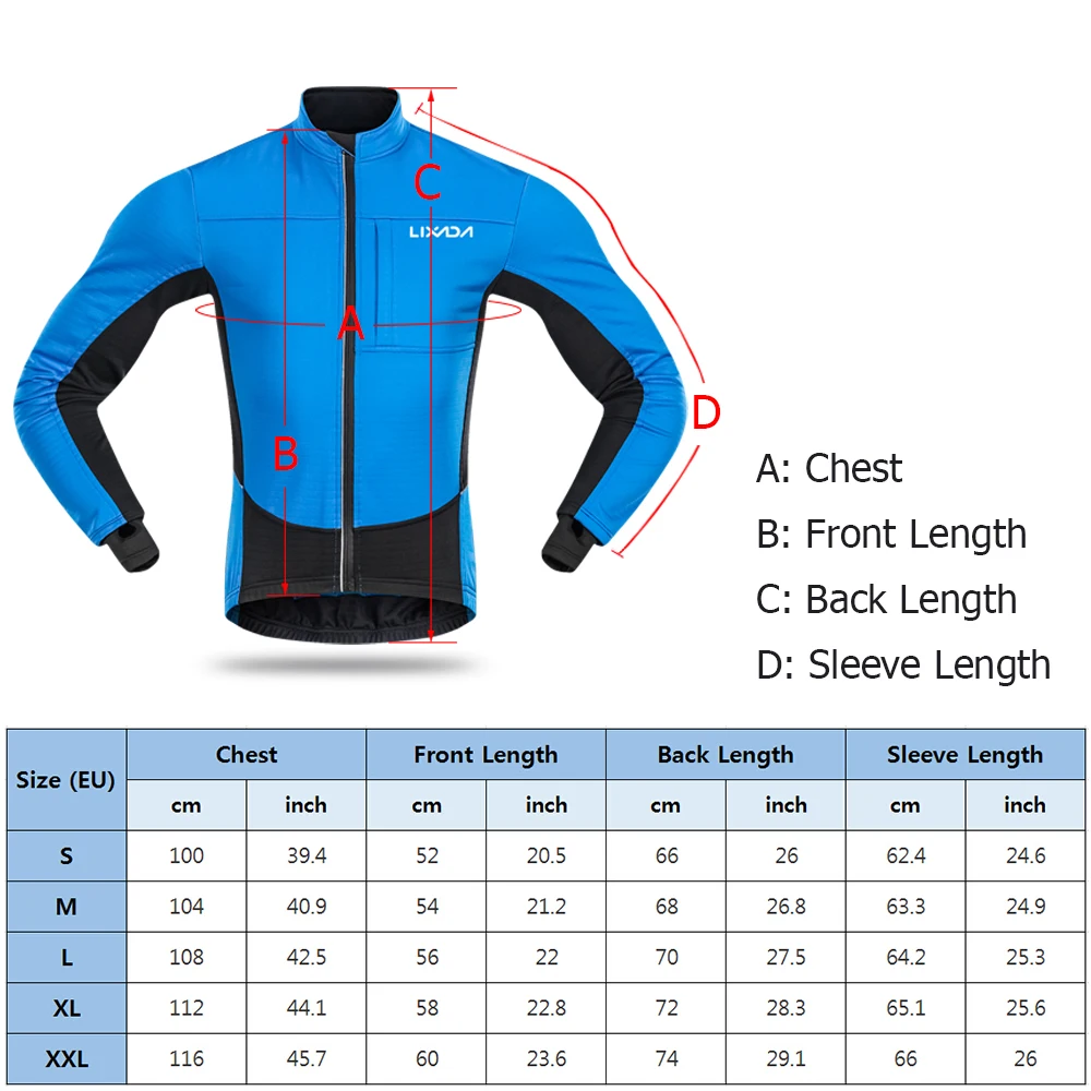 Lixada Men's Windproof Cycling Jacket Running Clothing Sportswear Coat Winter Thermal Polar Fleece MTB Bicycle Riding | Спорт и