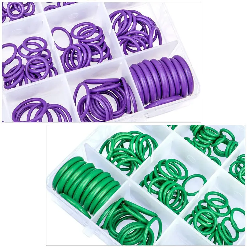 540 Pcs /18 Sizes Rubber O Rings Green/Purple Sealing Washer Assortment Kit For Plumbing Automotive General Repair With Cas |