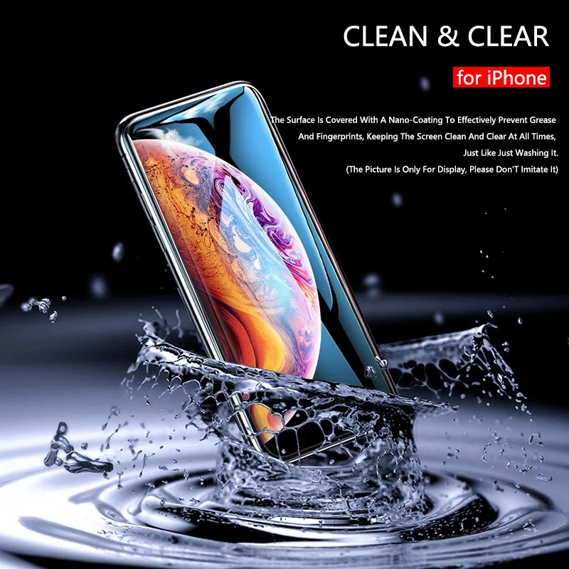 Изогнутое закаленное стекло 9D для iPhone XR защита экрана полное покрытие защитное