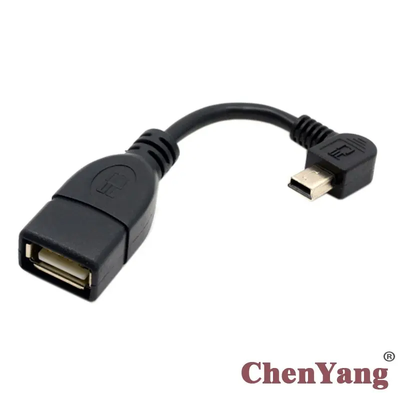 

CY Chenyang Left Angled 90 Degree Mini B Male to USB 2.0 A Female OTG Cable 10cm
