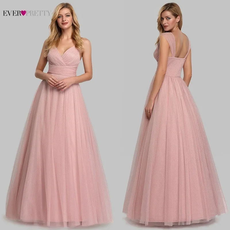Новые розовые Длинные свадебные платья Ever Pretty A Line Милая без рукавов Свадебные