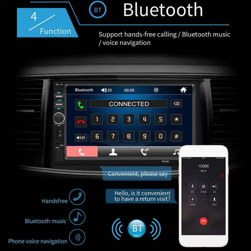 7 дюймов Автомобильный Bluetooth стерео радио автомобильный двойной слиток MP5 карта