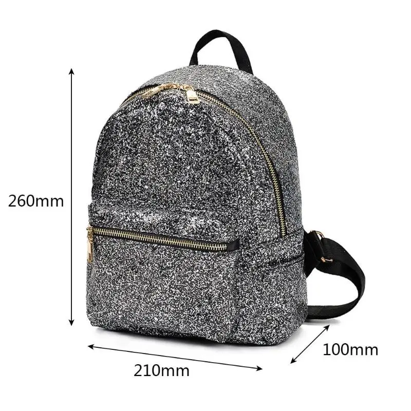 Модные женские туфли из кожи с пайетками Блестящий женский рюкзак Mochila для