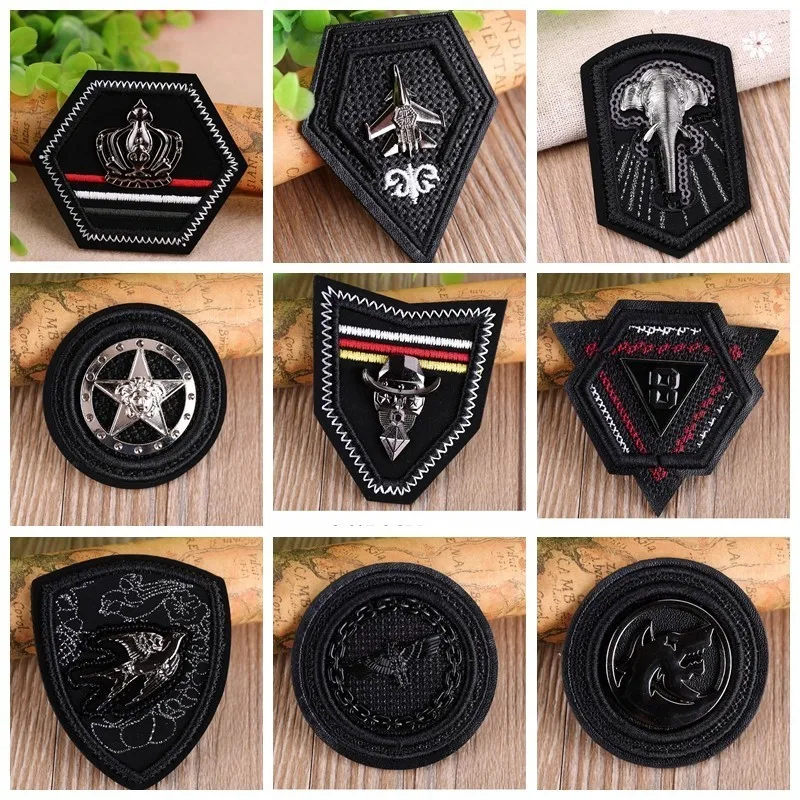

Fashion Metal Leather Applique Clothing Embroidery Patch Fabric Sticker Sew On Patch Craft Sewing Repair Embroidered Badges