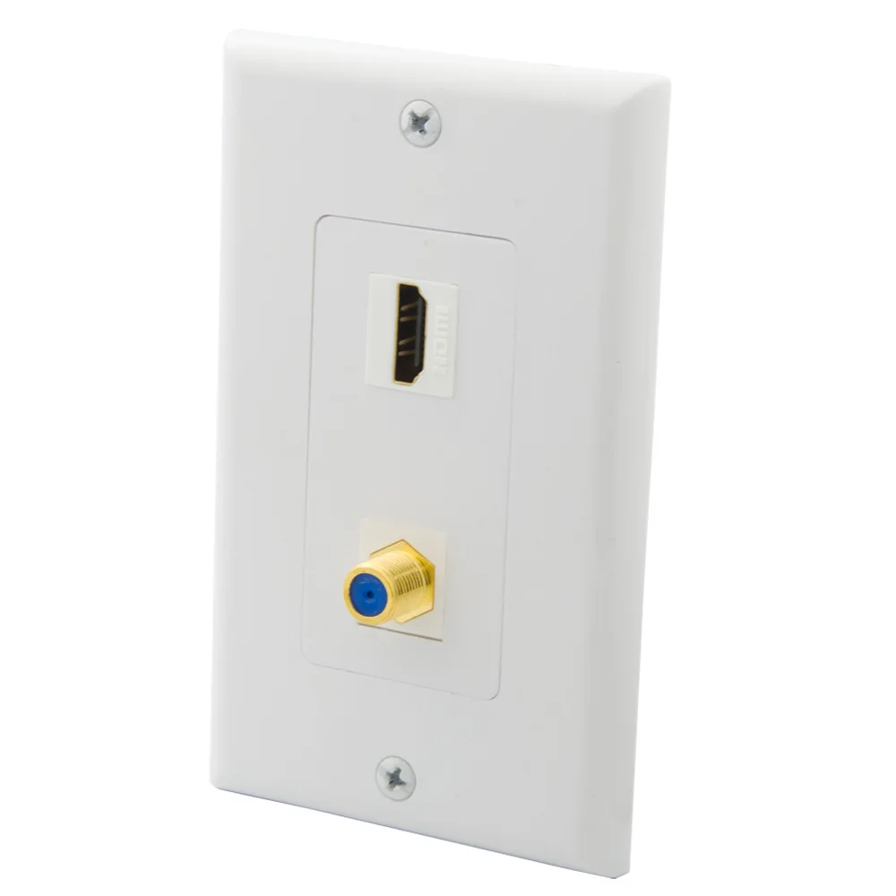 

1 Gang Decorative Style 1 Port HDMI 1 Port F RG6 TV Female To Female Wall Plate