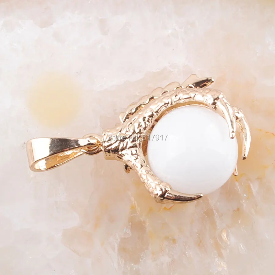 RONGZUAN натуральный белый Нефритовый камень круглый шар бусины с драконом кристалл