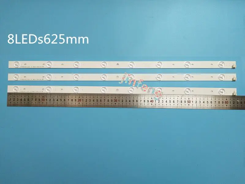 Новый комплект 3 комплекта = 9 шт. 8LED 625 мм Светодиодная подсветка полоса Замена для