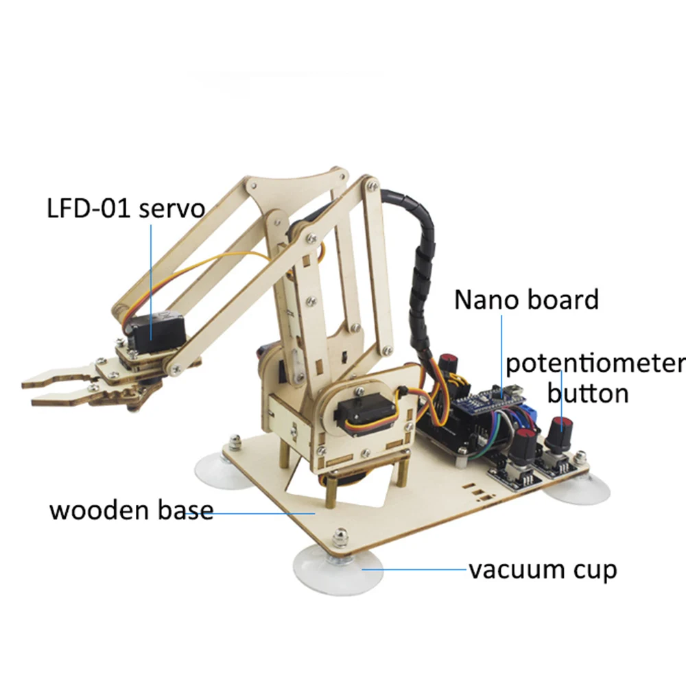 Новый LOBOT WoodenArm с открытым исходным кодом RC Robot Arm программируемый Инфракрасный