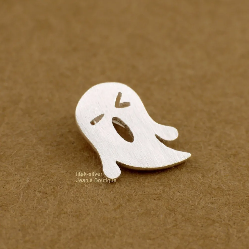 S92-5 Sterling SIL Fashion Jewelry Matt Funny Face -o&lt Ghost Pendant Charm Necklace A2565 | Украшения и аксессуары
