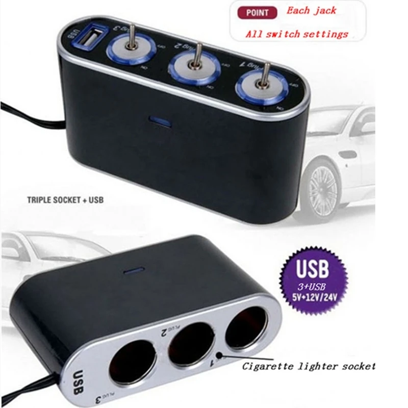 Универсальный автомобильный usb-порт 3 способа прикуривателя Зарядное устройство