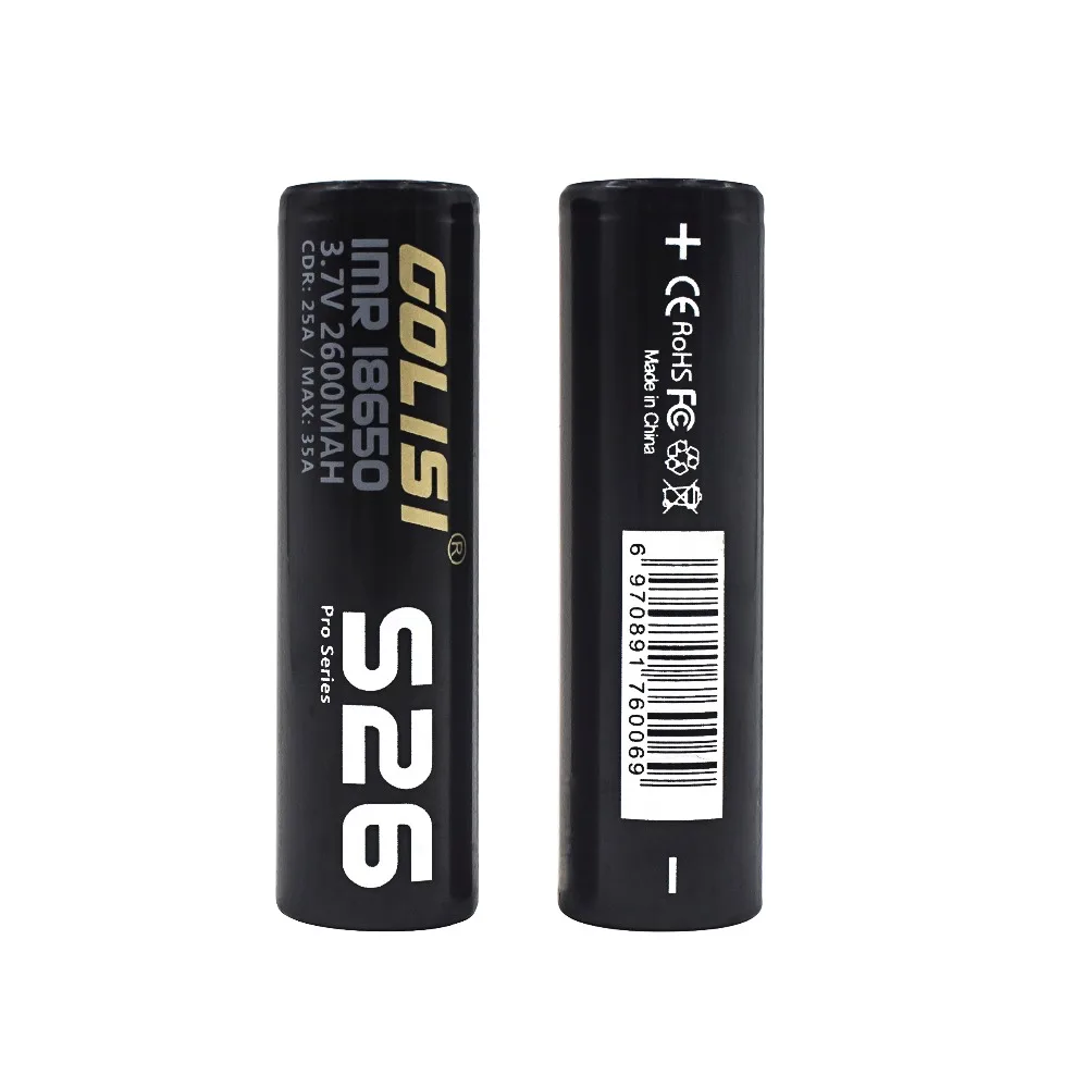 1 шт. GOLISI S26 IMR 18650 2600 мАч 3 7 В CDR 25A MAX 35A Высокая сливная E-CIG аккумуляторная батарея