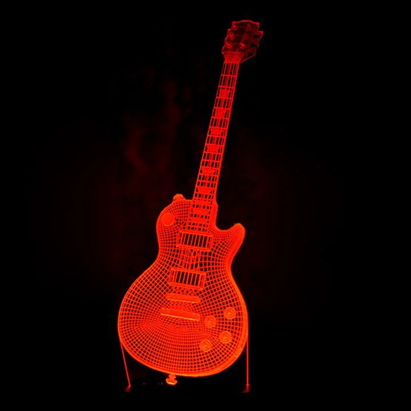Newest 3D Guitar LED Visual Colorful Usb Press Switch Table Lamp Baby Sleeping Night Light Creative Fashion Music Electric | Лампы и