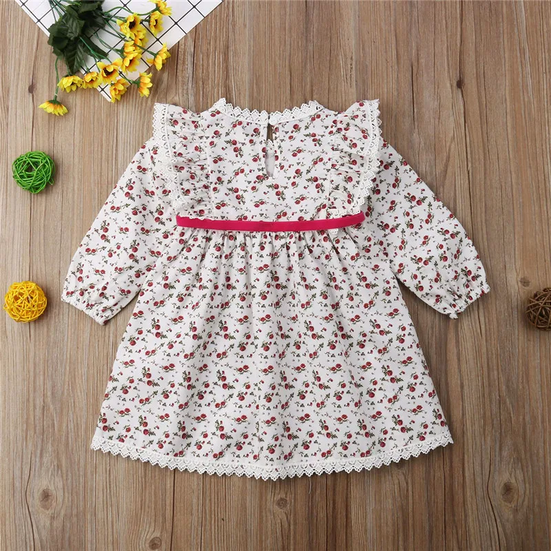 pudcoco Kids Baby Girl Floral Dress Bebe Girls Cotton belt Princess Lace Party Pageant Dresses 1-5T | Детская одежда и обувь
