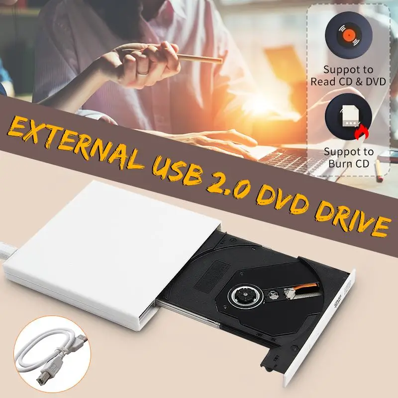 Высокое качество USB 2,0 портативный ультра тонкий внешний слот-в DVD-RW CD-RW CD DVD rom плеер привод писатель Rewriter горелки для ПК