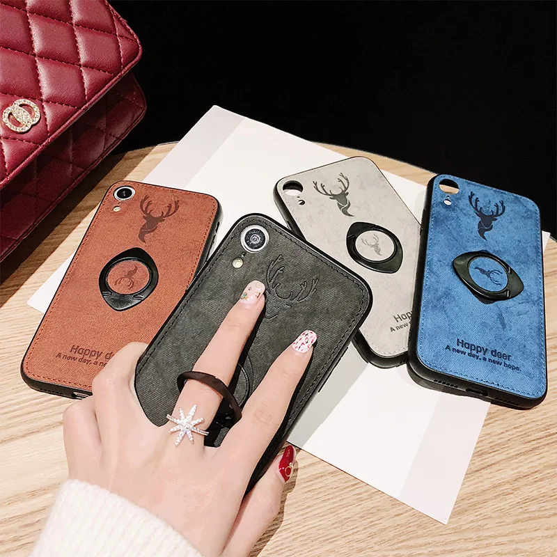 Bracket Soft Case For iphone X XS Max XR Phone Cloth Texture TPU Back Cover rx sx max 10 10s 10r Deer Shell |