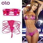 Комплект эротического нижнего белья, бюстгальтер + стринги, 2 шт.компл., из лакированной кожи