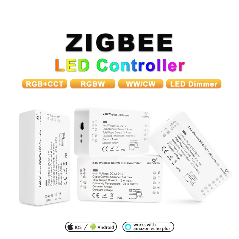 ZIGBEE LED контроллер RGB RGBW RGBCCT WW CW DC 12V 24V Светодиодная лента Одноцветный диммер умный