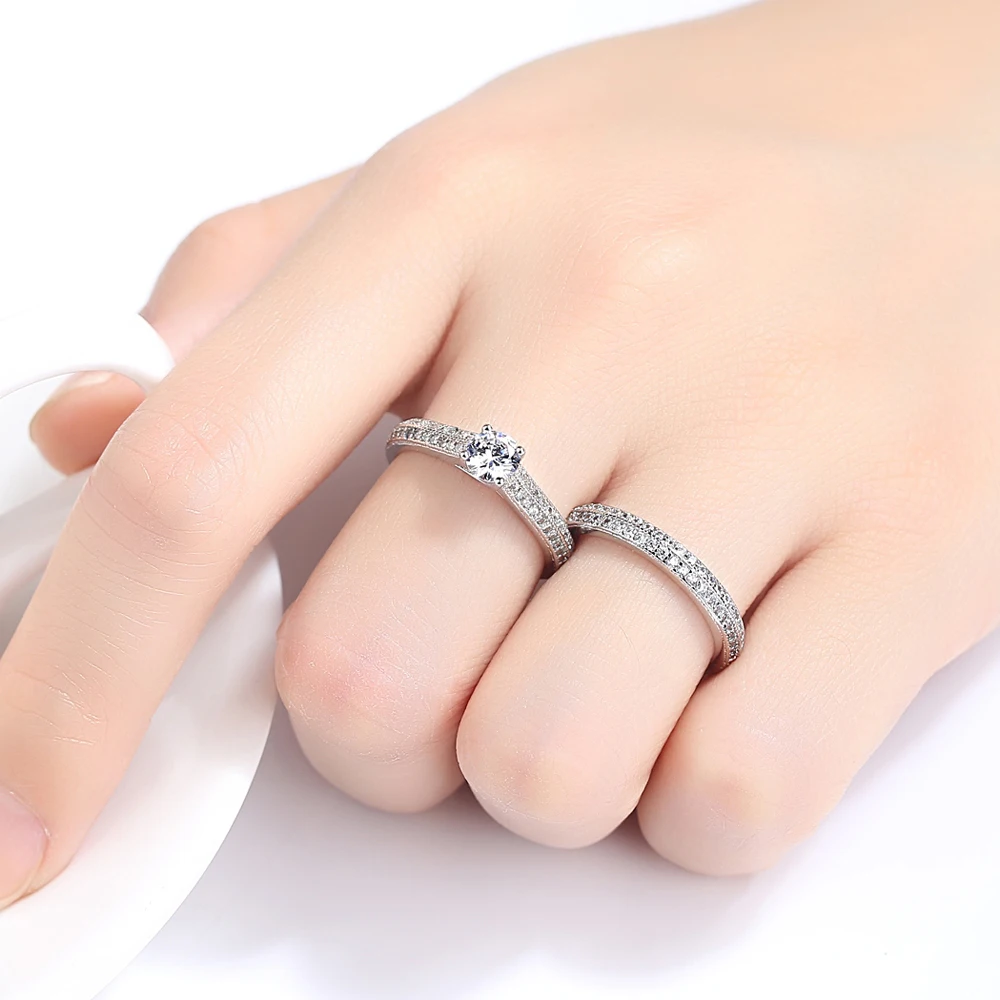 3 row ring lily four claws micro inset simple marriage female couple girlfriends explosions wholesale | Украшения и аксессуары