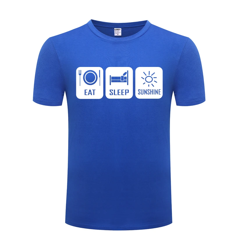 

Забавная креативная Мужская футболка Eat Sleep Sunshine, новинка 2018, мужская хлопковая Повседневная футболка с коротким рукавом и круглым вырезом