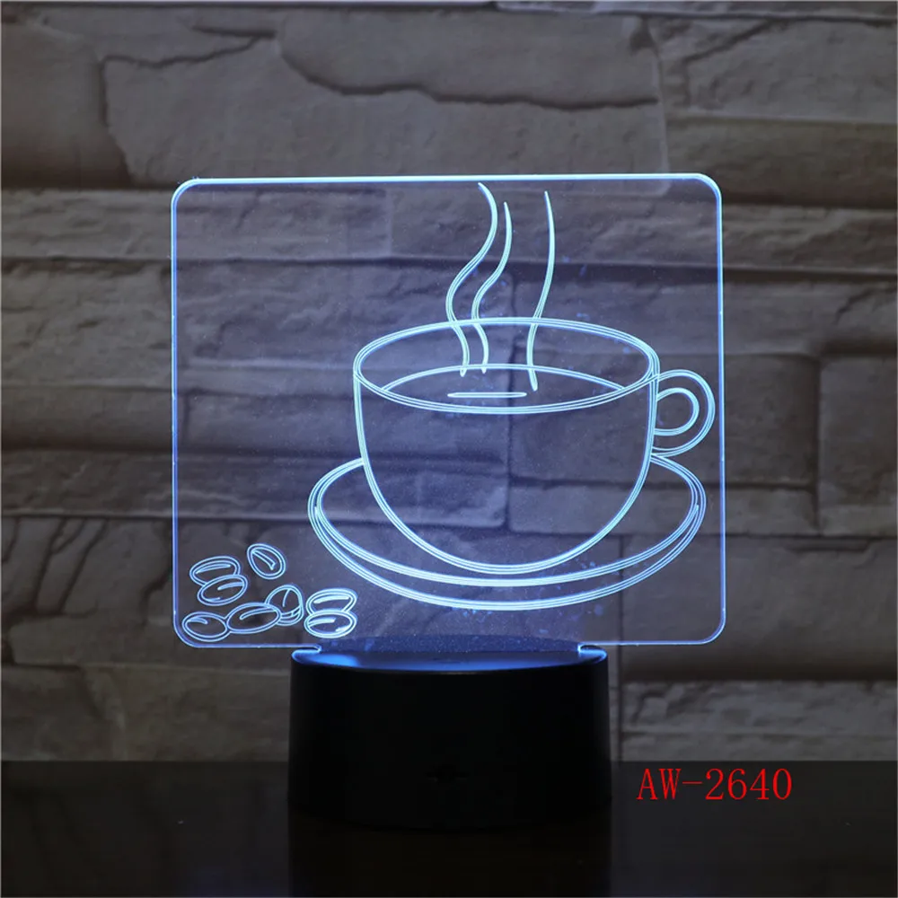 

3D Lamp Coffe Cup Illusion LED USB Lamp Touch RGB 7 Color Changing Table Night Light Bedside Decoration LED Dropshipping AW-2640