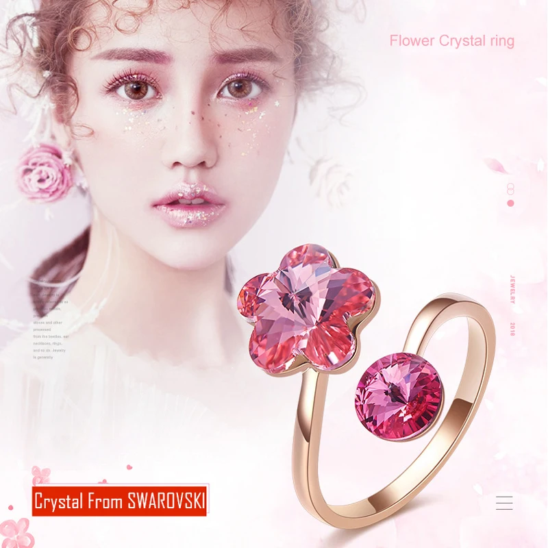 Женские открытые кольца Malanda элегантные swarovski с кристаллами для свадебной