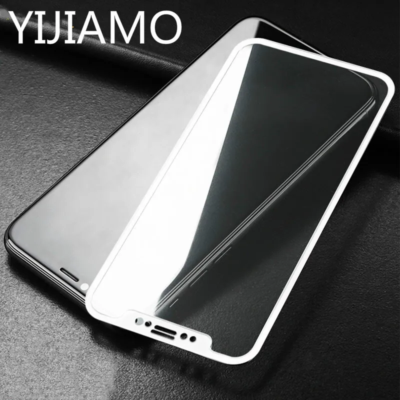 Закаленное стекло черно белое 3D углеродное волокно для iphone X Xs Xr Защитная пленка