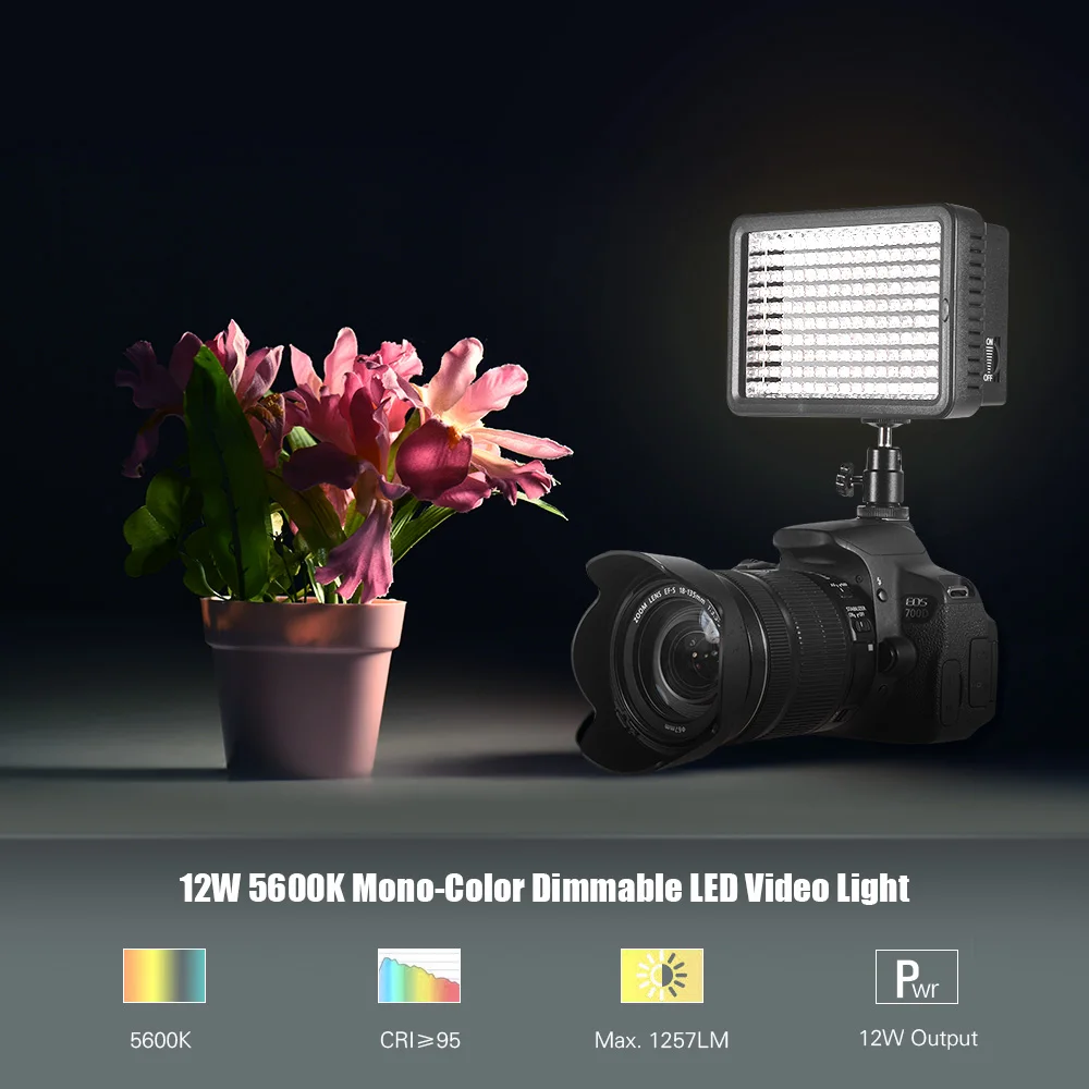 Professional Dimmable LED Video Light 12W 5600K 160pcs Beads Photography Fill CRI 95+ with Color Filters for DSLR Camera | Электроника