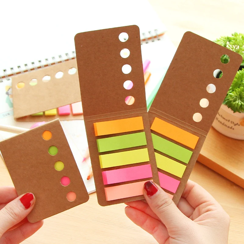 

360 Pages Multicolor Memo Pads Kawaii Sticky Notes School Office Stationery Vintage Kraft Paper Sticker Bookmark Flags