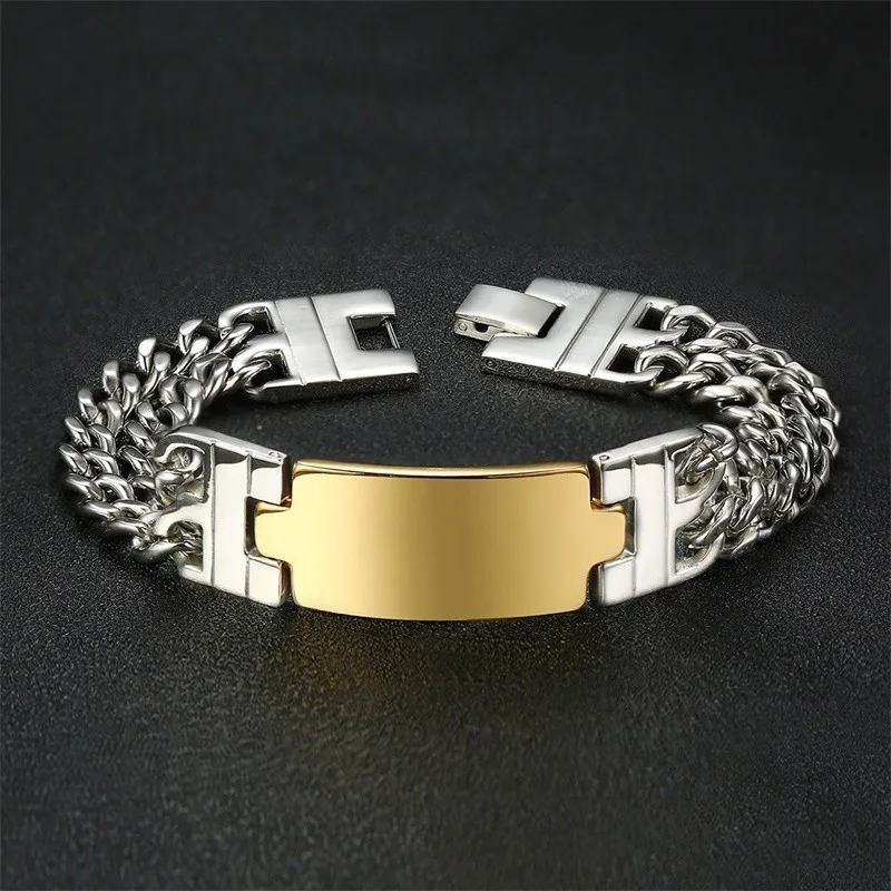 Vnox основные мужские ID цепи браслеты из нержавеющей стали запястье pulsera masculina 8
