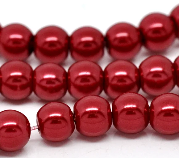 

DoreenBeads 5 нитей, красная круглая стеклянная имитация жемчуга, 8 мм бусины 32 "(B11408) yiwu