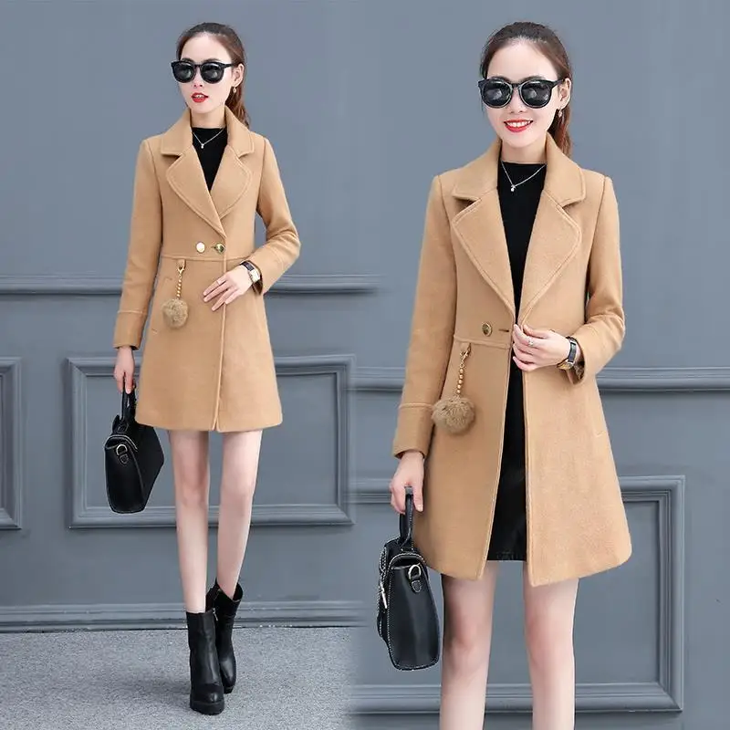 Slim Fit Dames Jassen Tapado де Mujer Invierno Cappotto Донна Весна-осень-зима женщин РК Lunga шерстяное