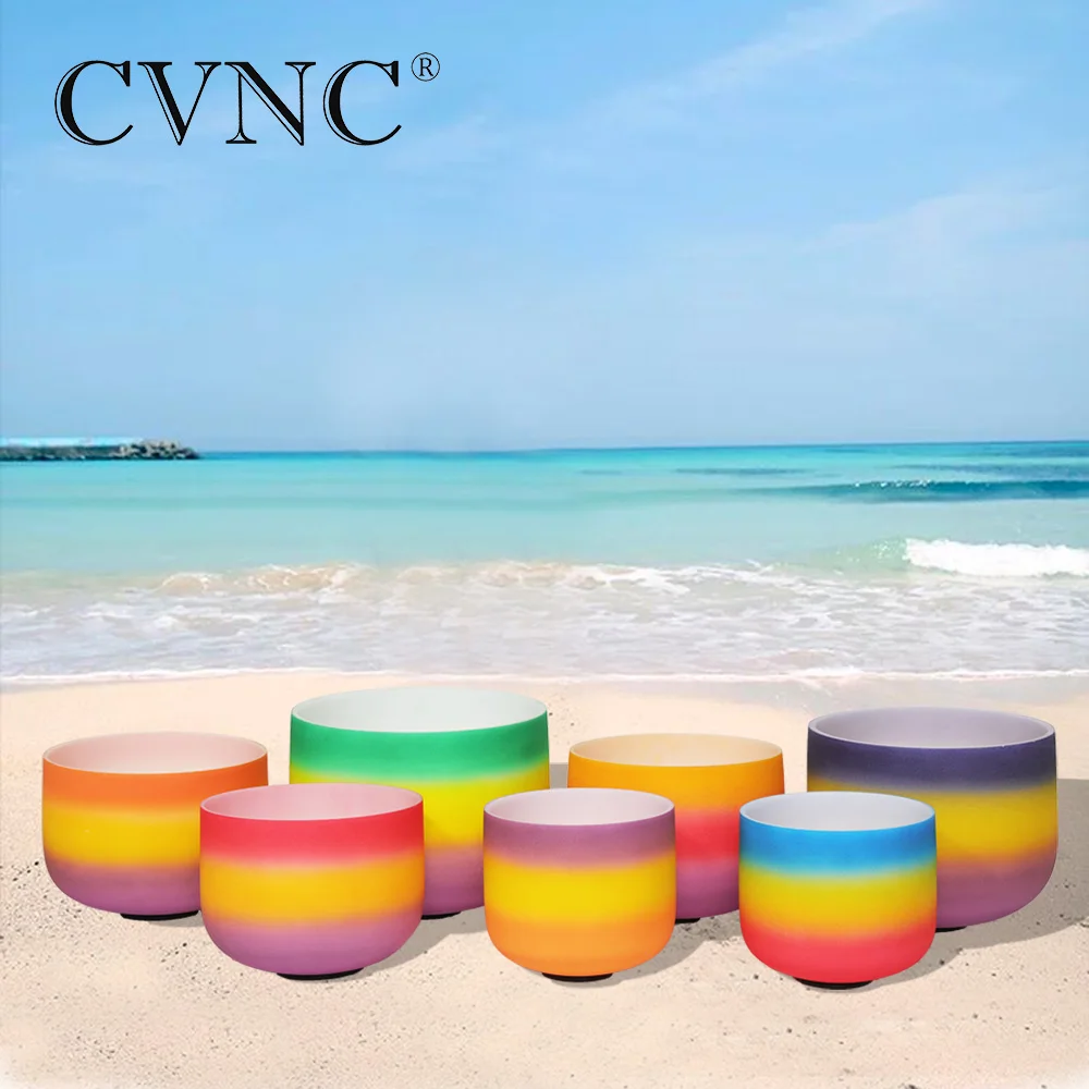 CVNC чакра настроенная набор 7 шт 6 &quot 12&quot Цветное Матовое Хрустальное кварцевое