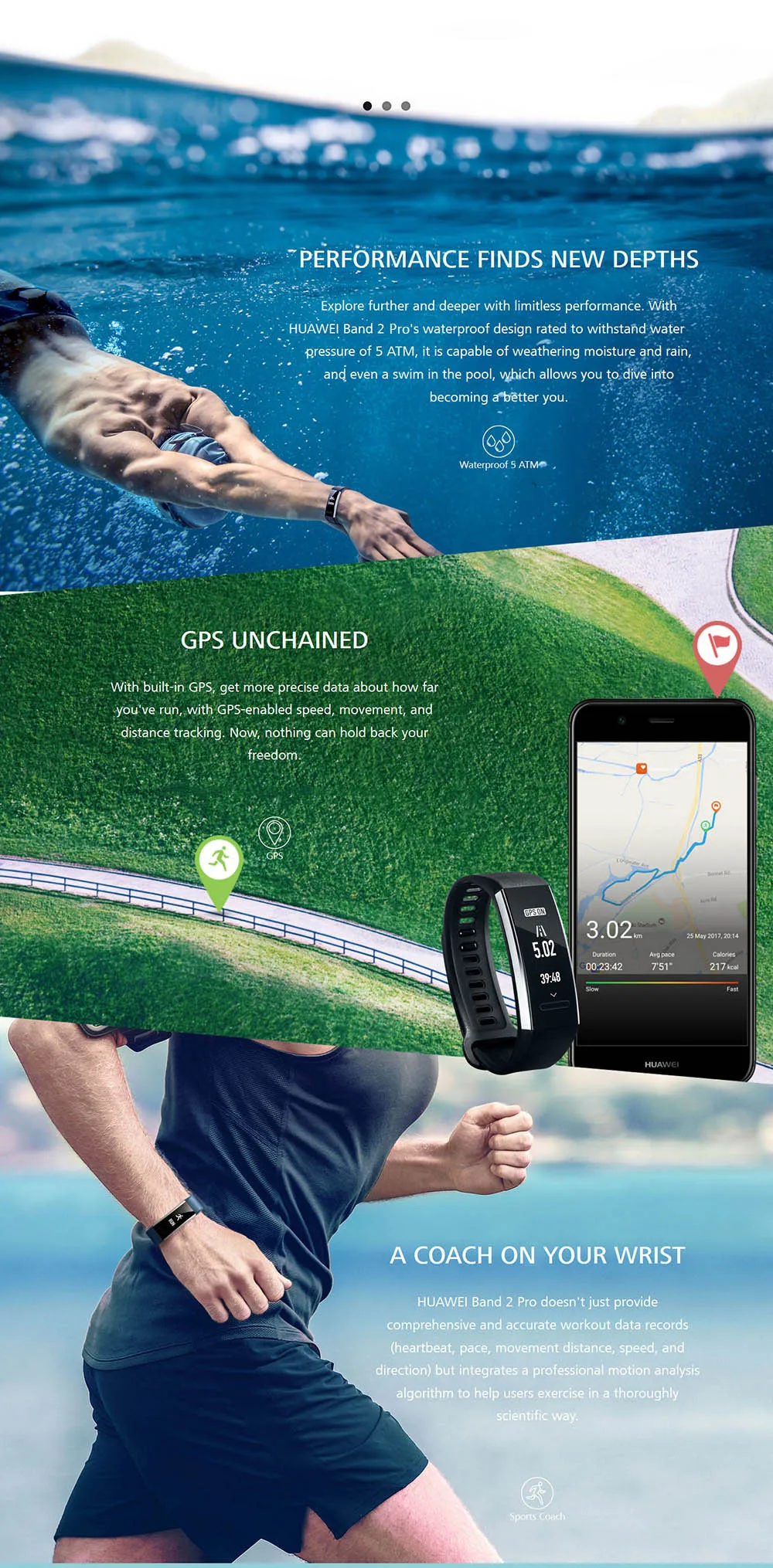 Оригинальный Смарт браслет huawei Band 2 Pro gps спортивный смарт PMOLED экран монитор