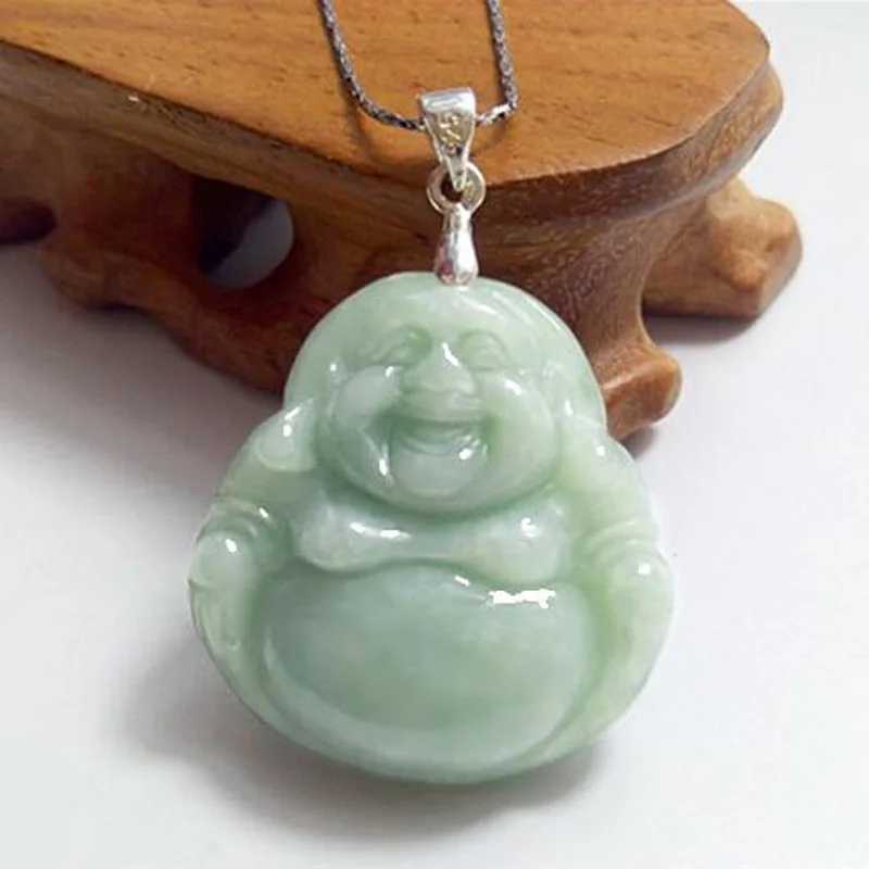 

KYSZDL Fashion Burma stone Cargo A Laughing Buddha pendant natural stone carved Buddha pendant jewelry Free shipping