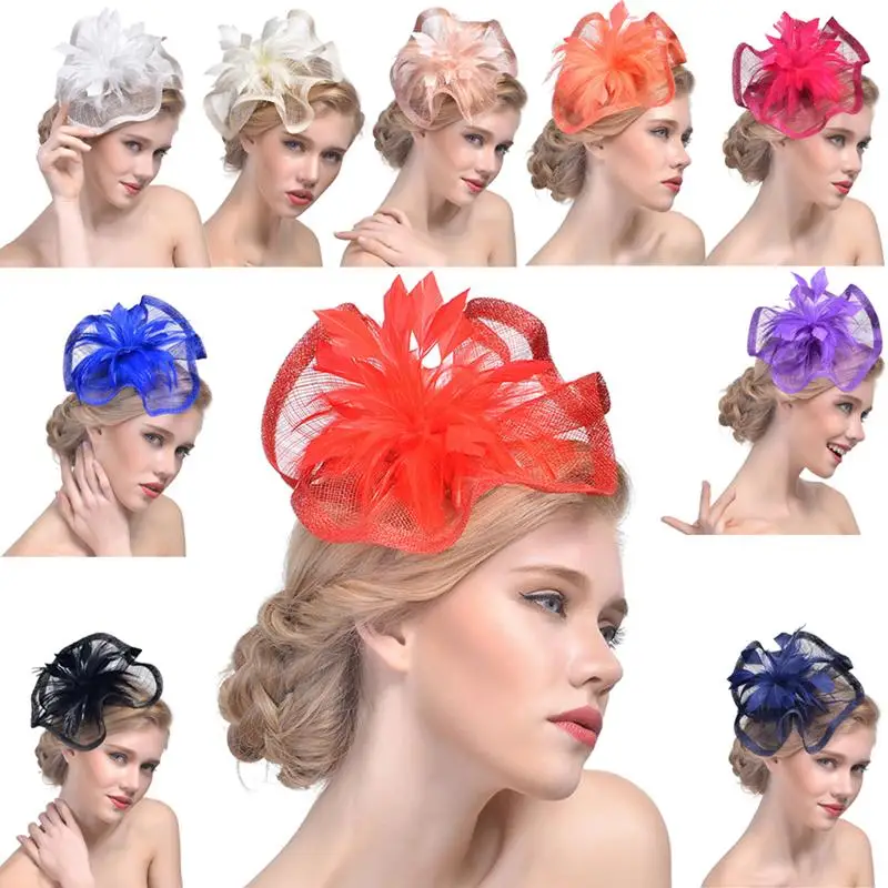 Аксессуары для волос Cambric головной убор с перьями невесты льняная шляпа сетчатая