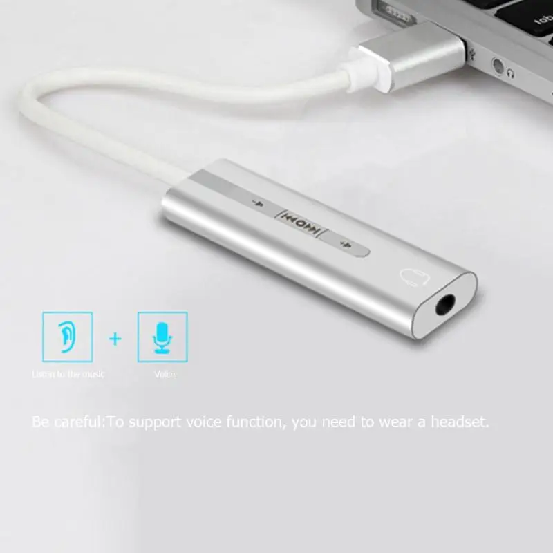 

Алюминий сплава 2 в 1 внешняя звуковая карта USB к 3,5 мм Jack 7,1 канал 3D аудио гарнитуры микрофон адаптер для компьютера