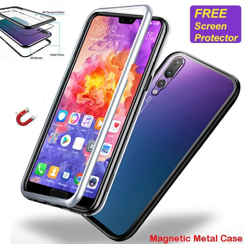 Для huawei mate 20 X P20 Pro Магнитная поглощение металла закаленное стекло задняя крышка |