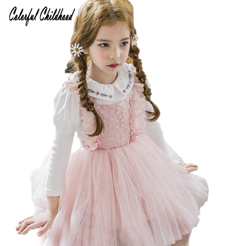 

Sleeveless Vest Tutu Dress+Long Sleeve Blouse Toddler Girls Spring Autumn Laces Outfits 2pcs Sets Winter Kids Children Clothes