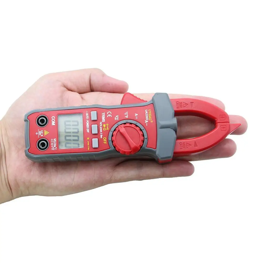 

UYIGAO UA220D Handheld Digital LCD Clamp Meter Multimeter DC/AC Voltage AC/DC Current Resistance Temperature Frequency Duty
