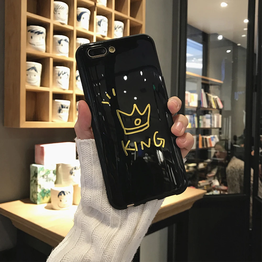 KISSCASE King Queen чехол для iPhone 6 6S Чехол девочек милый X 7 8 Plus XS MAX XR Силиконовый ТПУ