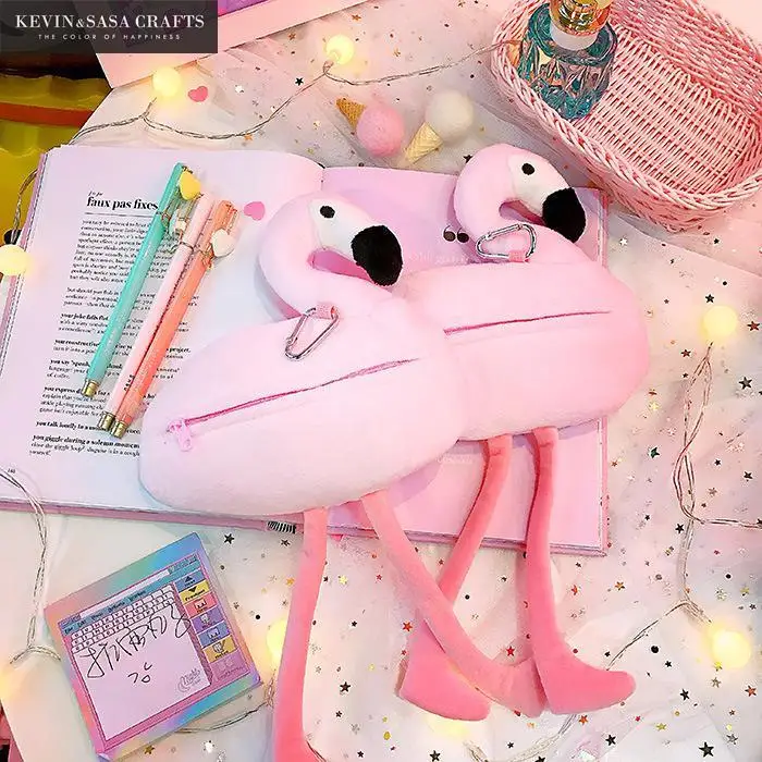 Flamingo Pencil Case Quality Pink School Supplies Bts Stationery Gift Pencilcase Cute Box Bag | Канцтовары для офиса и дома