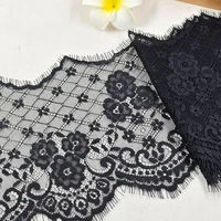 6yards 19cm black flower eyelash lace trim fabric gauze garment dress skirt hem decorative wide lace fabric diy accessories