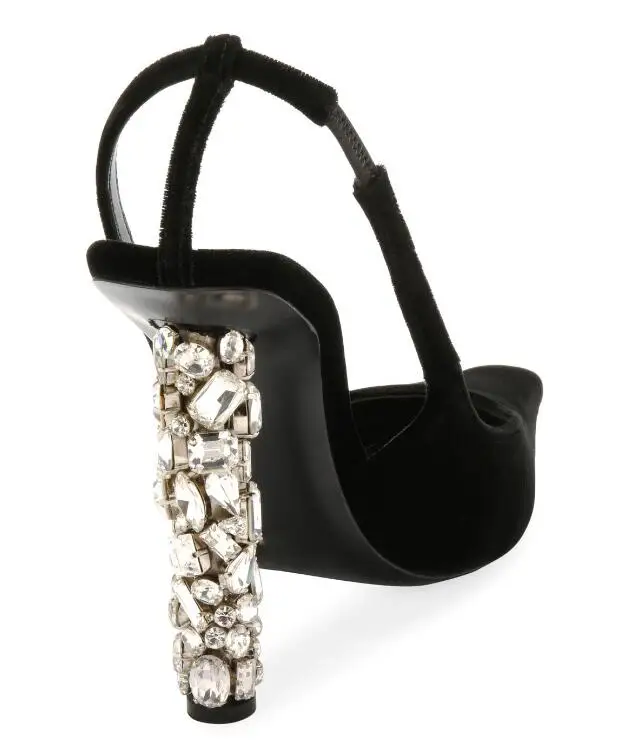 

Glitter Pure Gemstone Heels Pumps Pointed Toe Ankle Strap Female Rhinestone Bridal Stilettos Summer Crystal High Heels Shoes