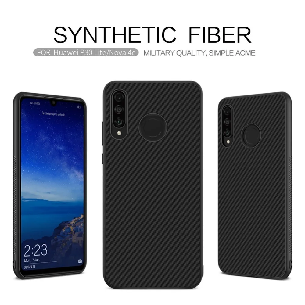 Huawei P30 Lite облегченная Чехол Nillkin Synthetic fiber углеродного волокна PP щит задняя крышка для huawei Nova 4e Магнитная ультра тонкий