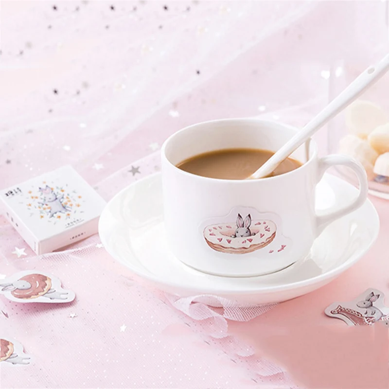 45 шт./кор. милые наклейки кроликов Kawaii Канцелярские бумажные стикеры для девочек