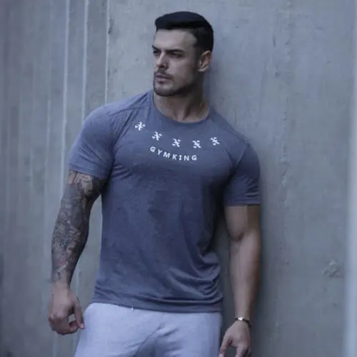 Повседневная футболка для фитнеса повседневные мужские майки с принтом модные