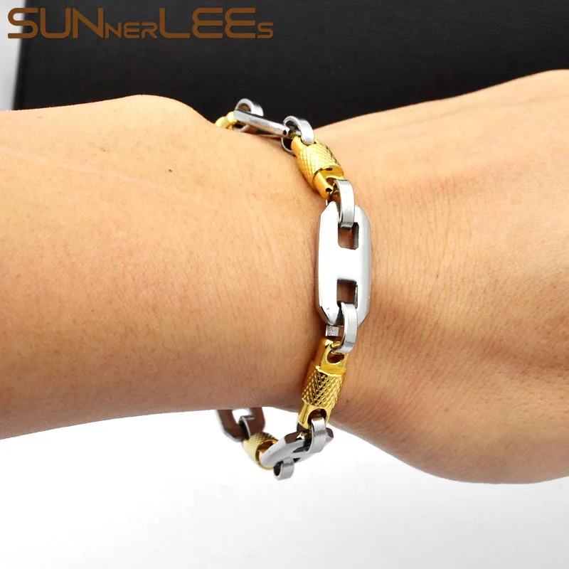 SUNNERLEES модные ювелирные изделия браслет из нержавеющей стали 10 мм Геометрическая