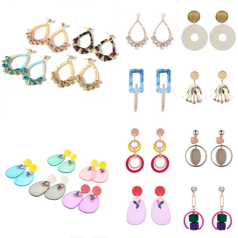 ZTMYHDHD Women Acrylic Rhinestone Earring Drop Dangle Eardrop Vintage Statement Jewelry Earrings For Anniversary Day | Украшения и